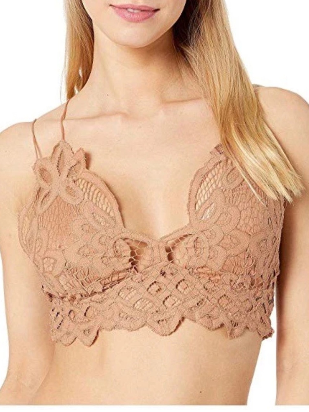 Free People Adella Crochet Lace Bralette in Taupe